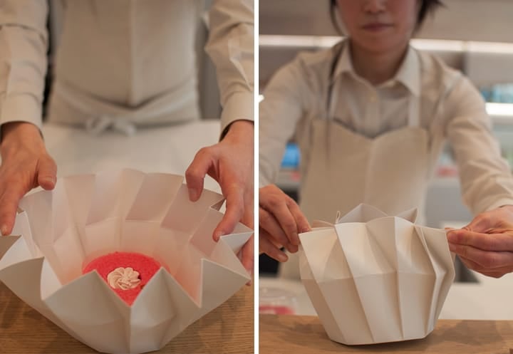 A Japanese baker at Ciel, packing Japanese Pastries in Paris.