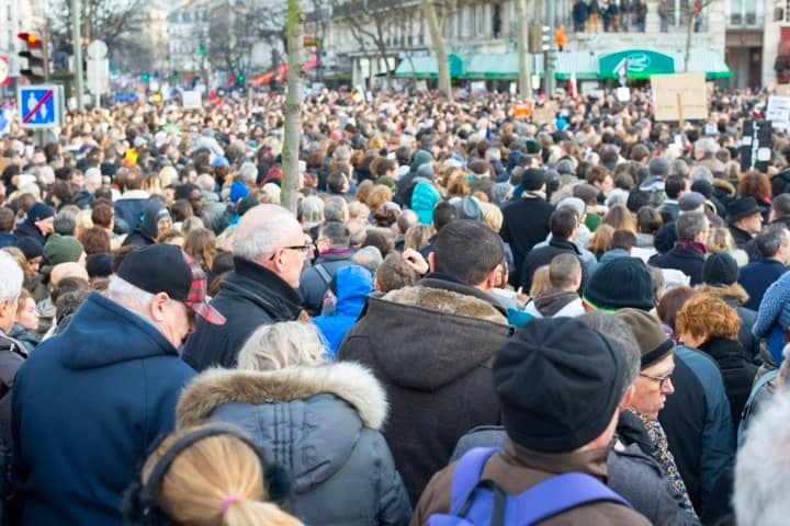 Je suis Charlie. Paris. Place de la Republique 11 January, 2015. Nous sommes tous Charlie.