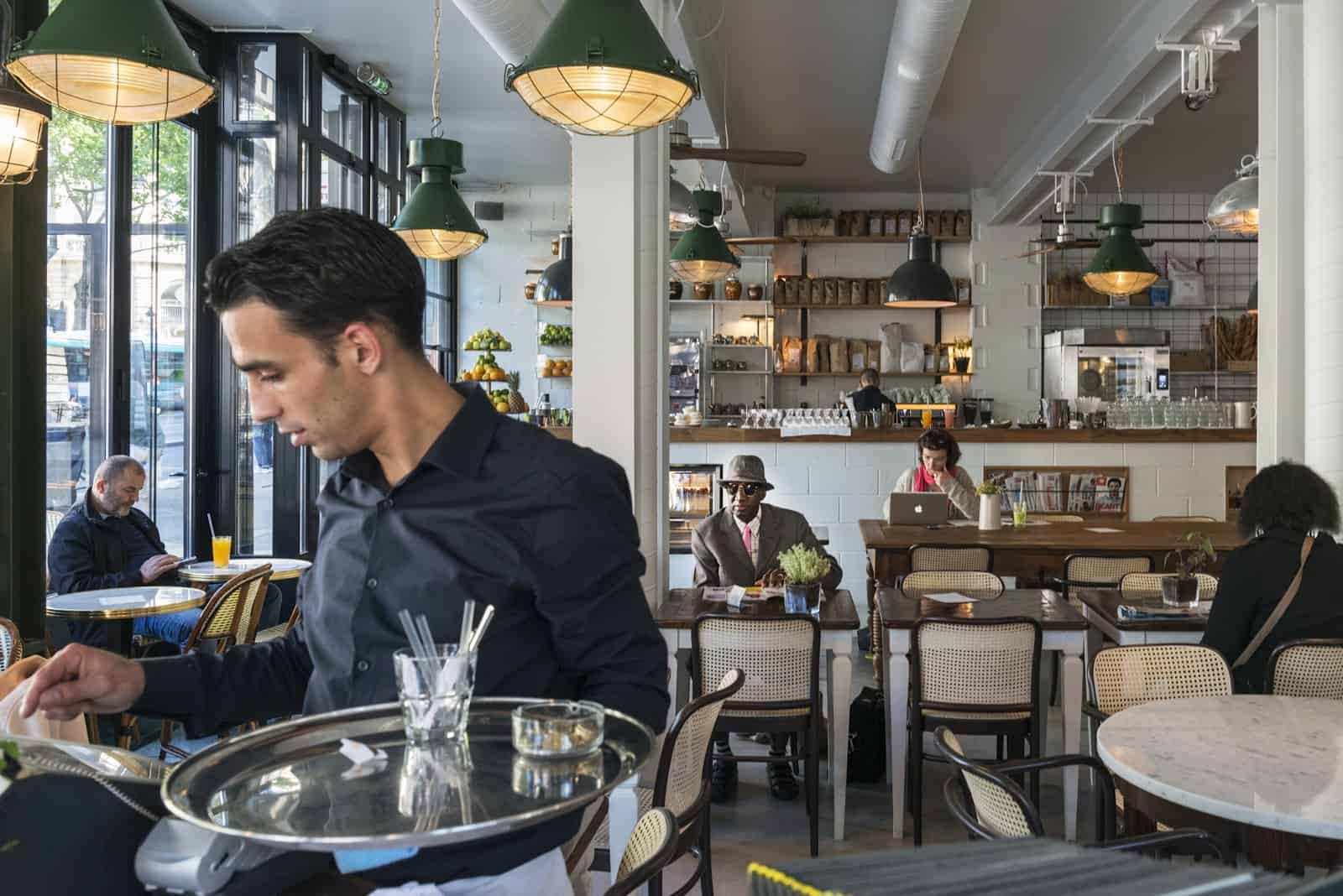 Enjoy a meal or an apero at Brasserie Barbès, a terrace overlooking Paris' up-and-coming Barbès neighborhood