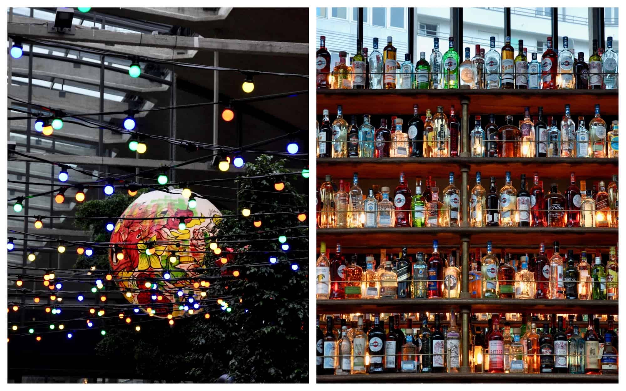 HiP Paris Blog covers the opening of the Big Mamma Group's La Felicita where we love the decor of arty lights (left) and the back-lit cocktail bar ( right).