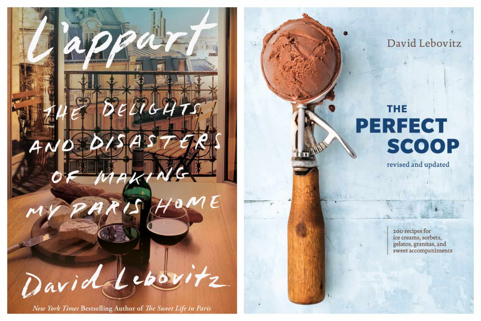 Author David Lebovitz's books about living in Paris are among our favorites, including 'L'Appart, the Delights and Disaster of Making Paris My Home' (left). And 'The Perfect Scoop' that has 200 recipes for ice cream and sorbets (right).