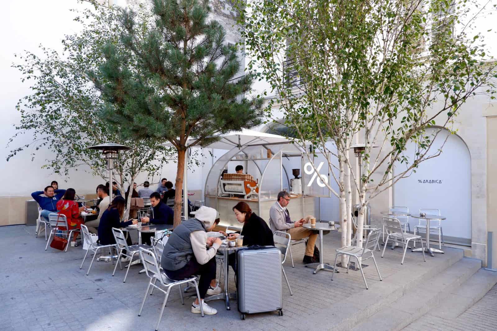 The outdoor cafe 100% Arabica at Beaupassage in Paris' St Germain Left Bank Neighborhood