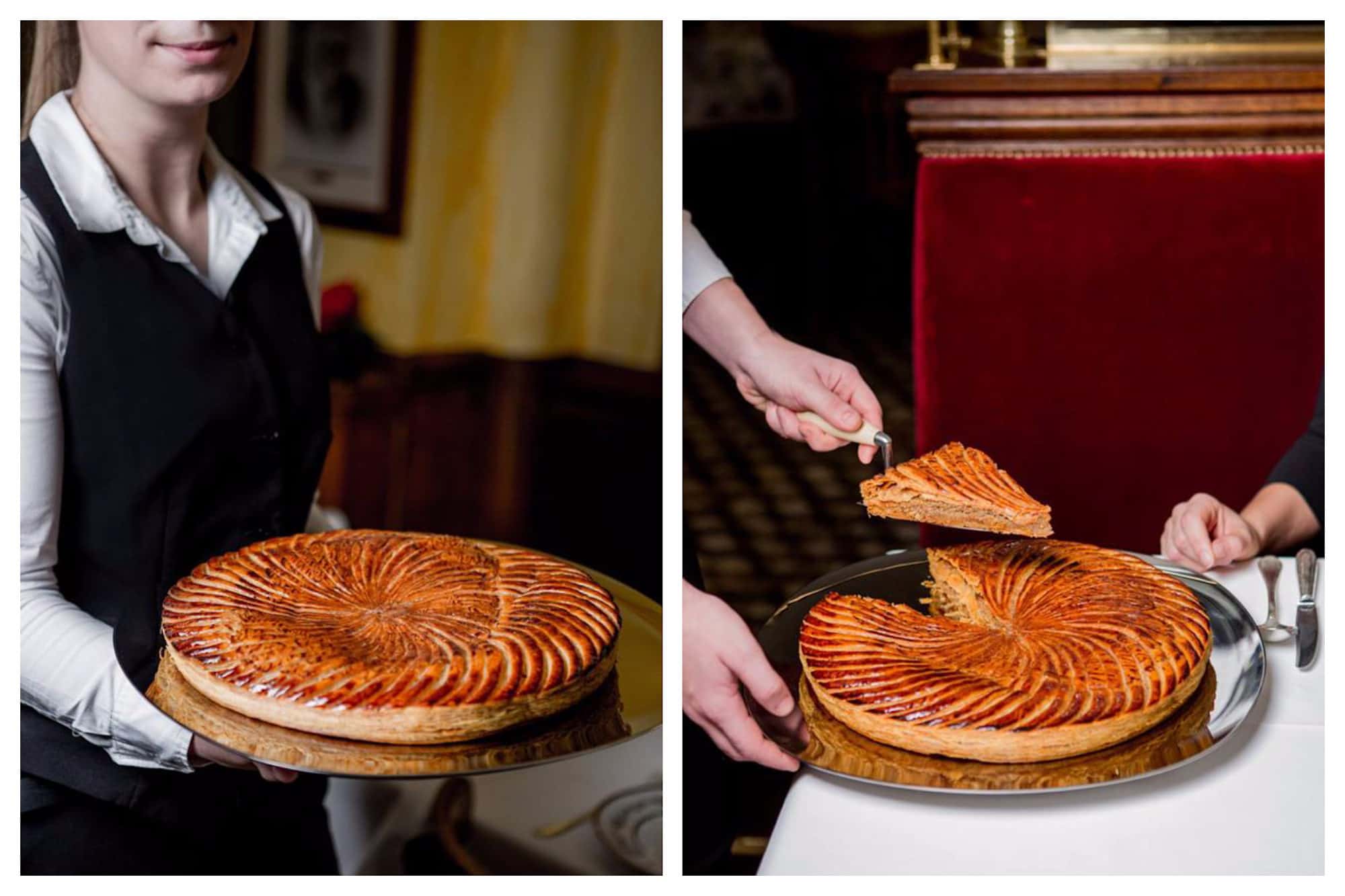 A Galette des Rois at Benoit restaurant near Notre Dame Cathedral in Paris on the Right Bank
