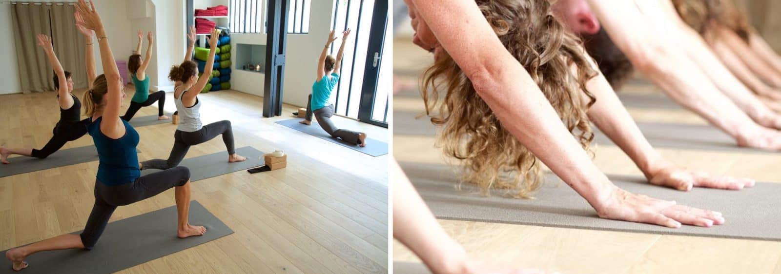 A group of moms taking part in a kid-friendly yoga class in Paris at Casa Yoga.