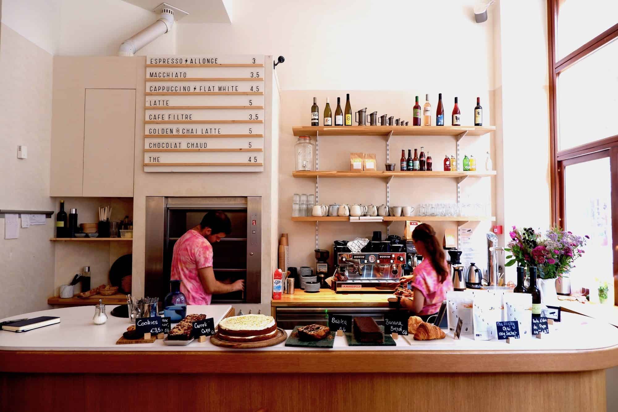 Papilles coffee shop in Paris is great for brunch in South Pigalle for its Melbourne café style food but also for its soothing light and airy wooden interiors.