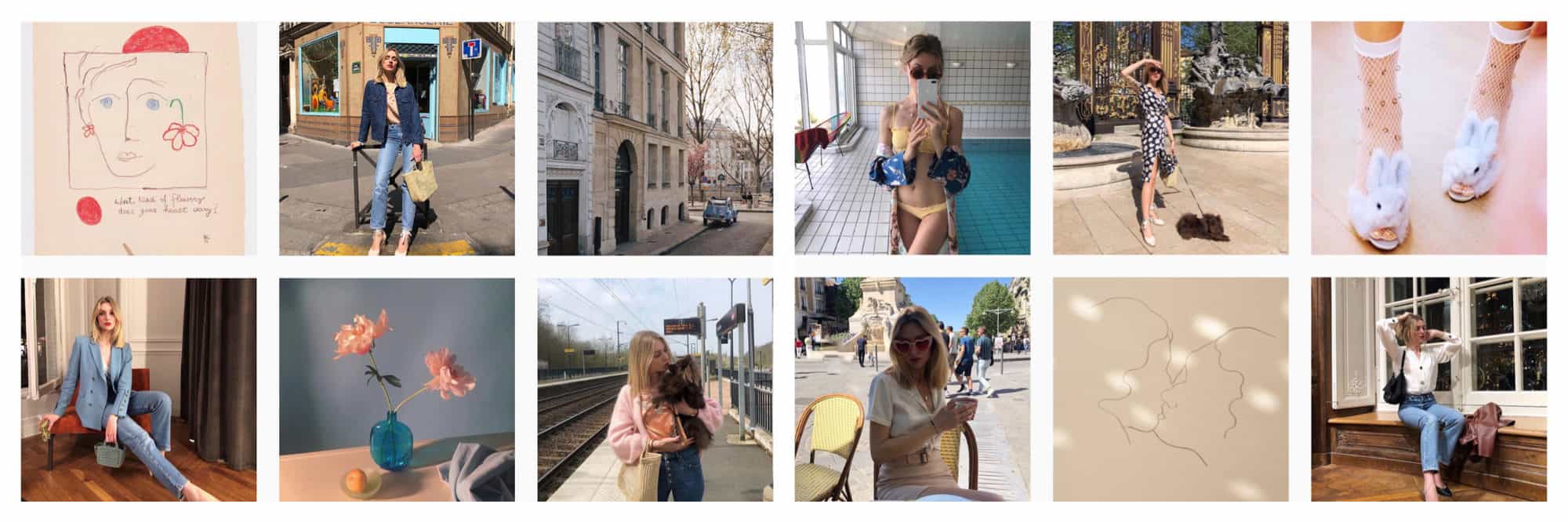 A selection of images of French Instagram fashion influencer Lucie Mahé.