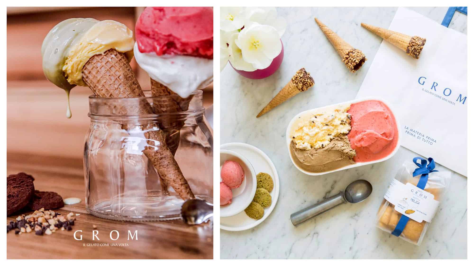 Colorful gluten-free ice cream in Paris from GROM.