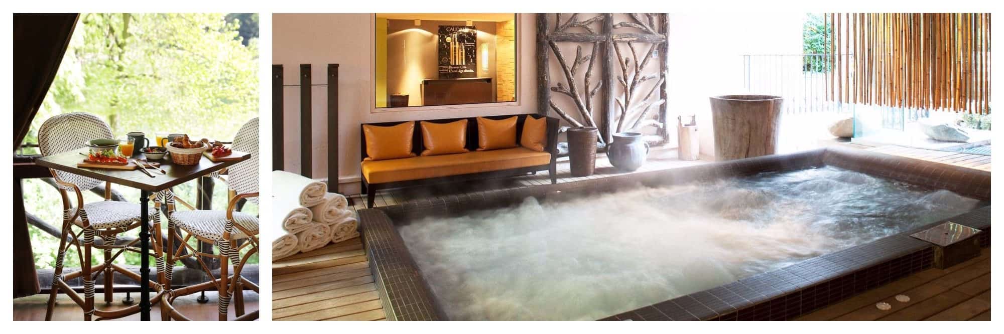 Les Etangs de Corot is popular for its Caudalie spa with a semi-outdoor jacuzzi.