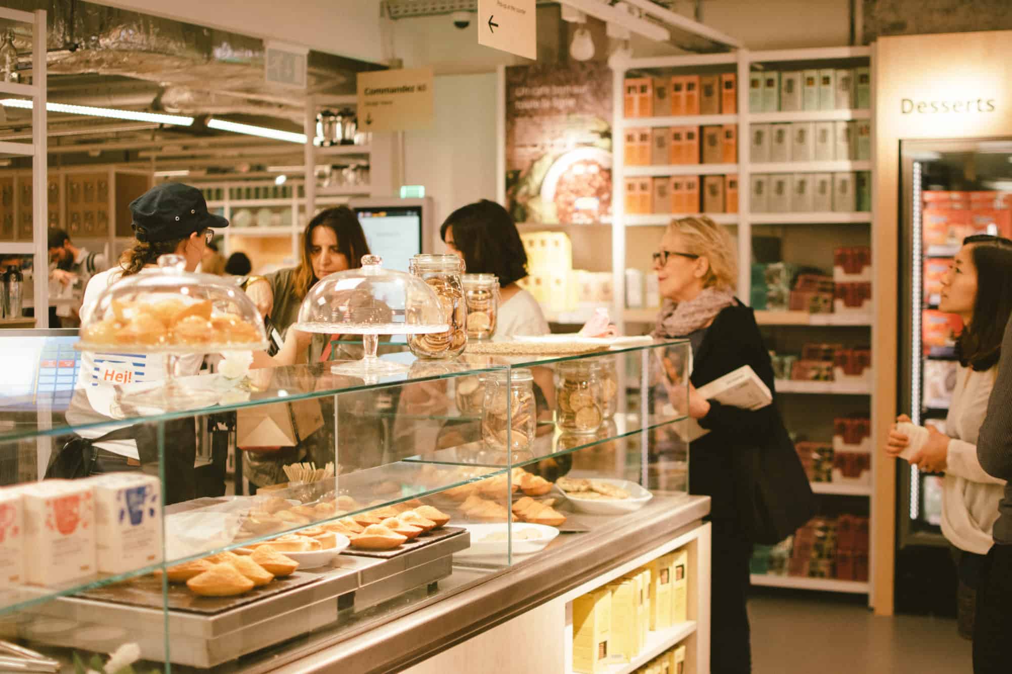 Customers waiting in line at the boulangerie counter at IKEA Paris La Madeleine