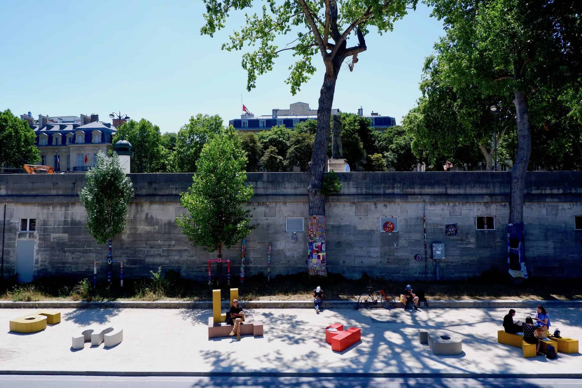 The banks of the River Seine as seen from new street art center Fluctuart in Paris.