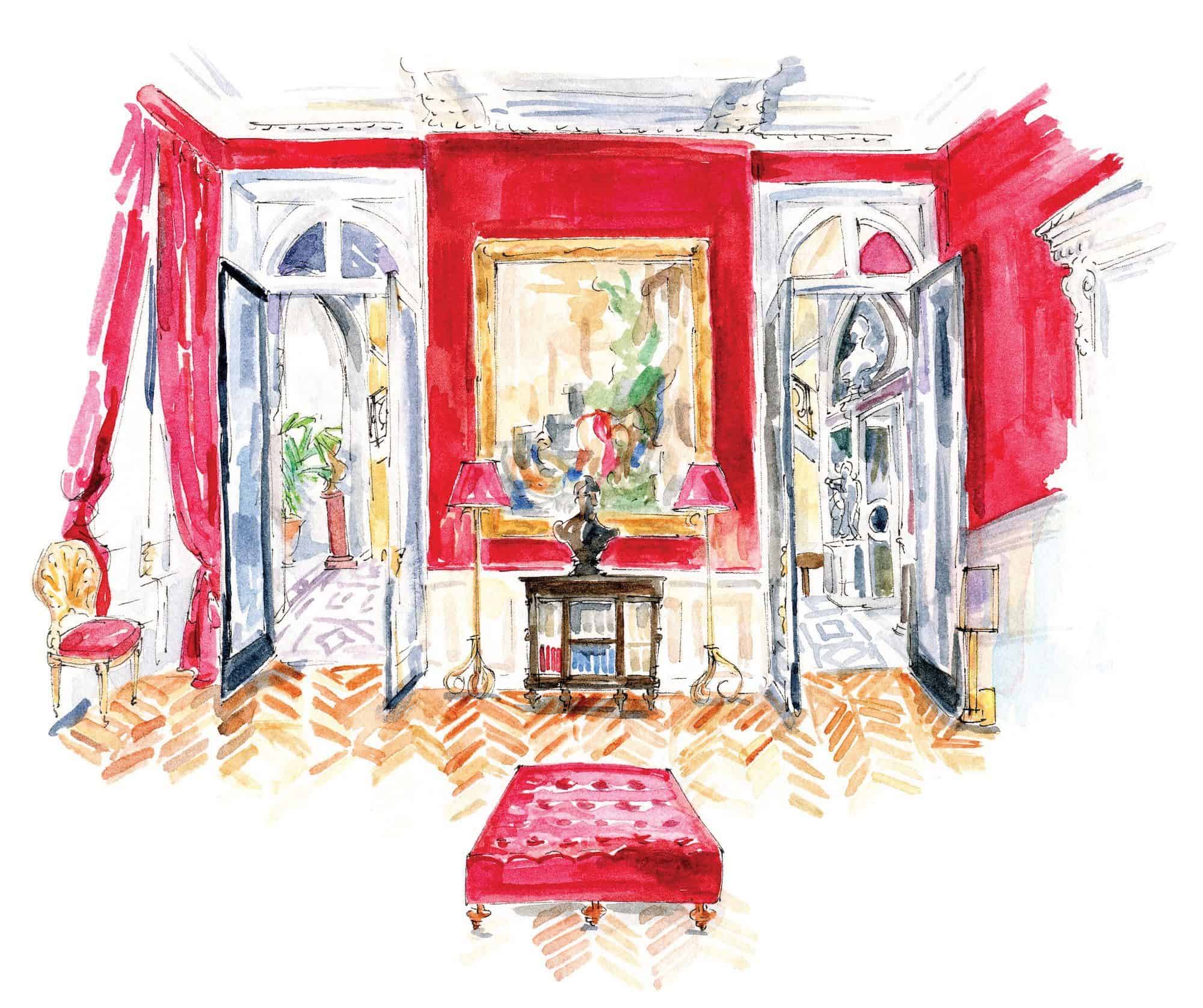 A sketch of a Paris museum from illustrator Emma Jacobs' book Little(r) Museums of Paris.