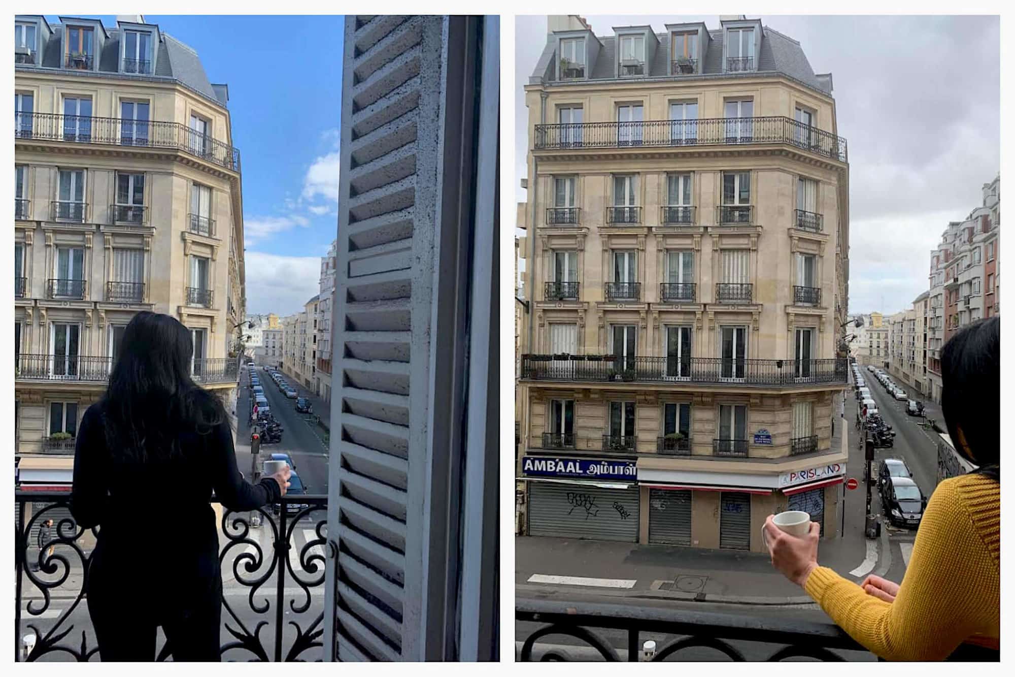 Marissa stands at the balcony of her apartment, gazing out at the empty Paris streets.