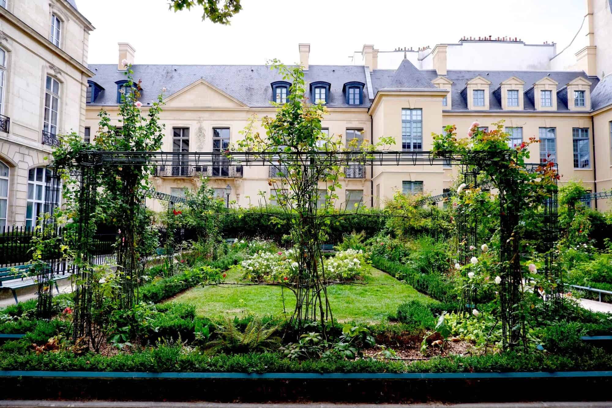 Square Saint-Gilles Grand-Veneur Pauline-Roland garden tucked away in the Marais, Paris.