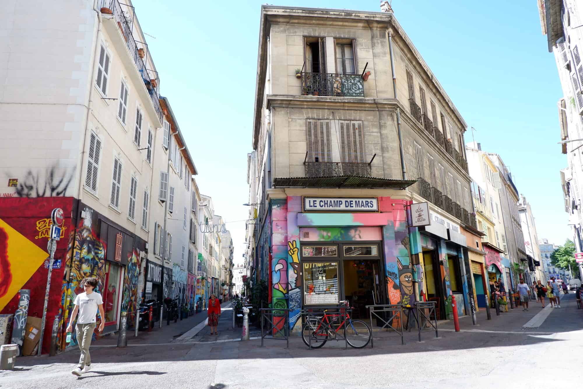 A colourful street block on Marseille's La Plaine.