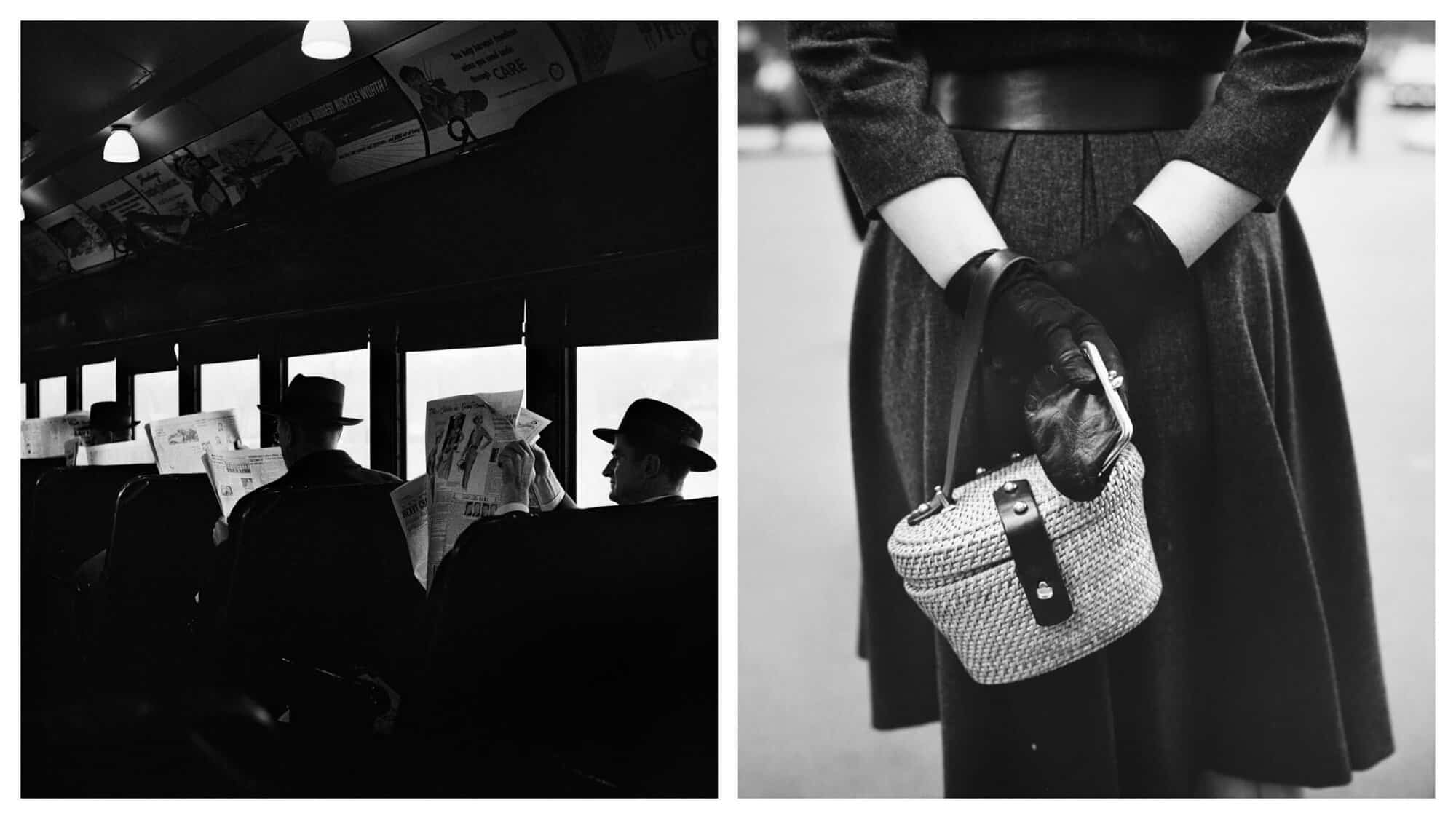 Two black and white photographs by Vivian Maier.