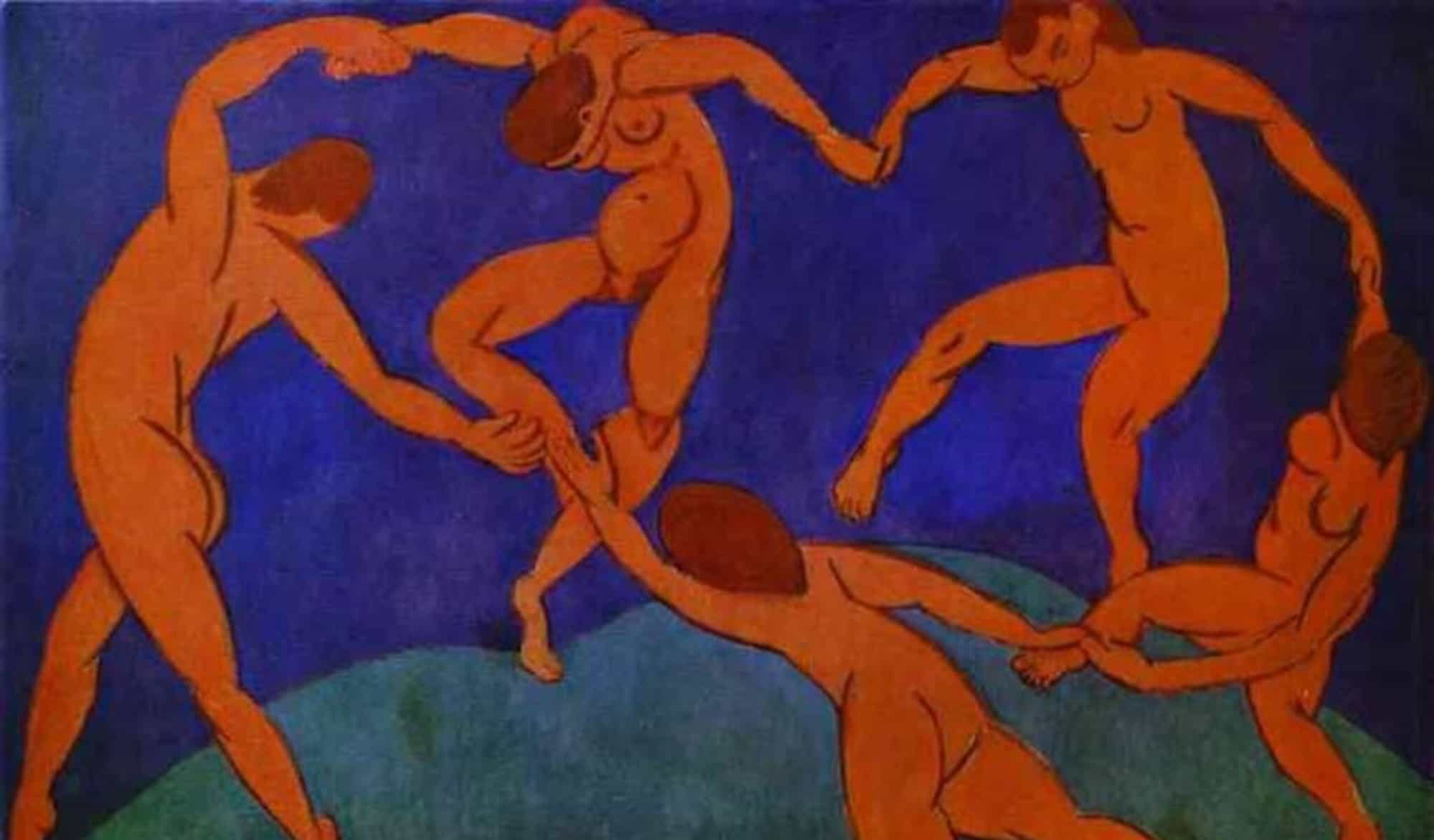 Henri Matisse's iconic dance painting in blue and orange.