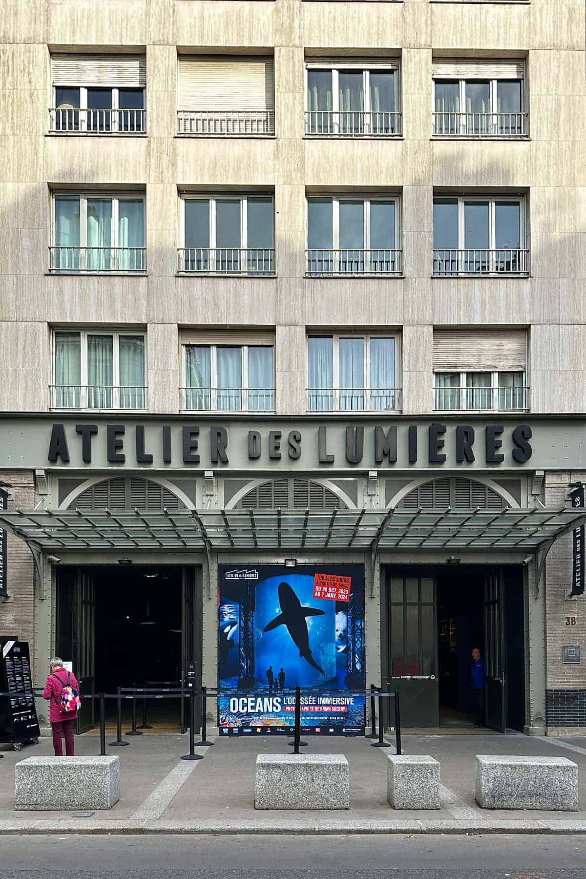 The art deco exterior of Atelier des Lumieres Paris