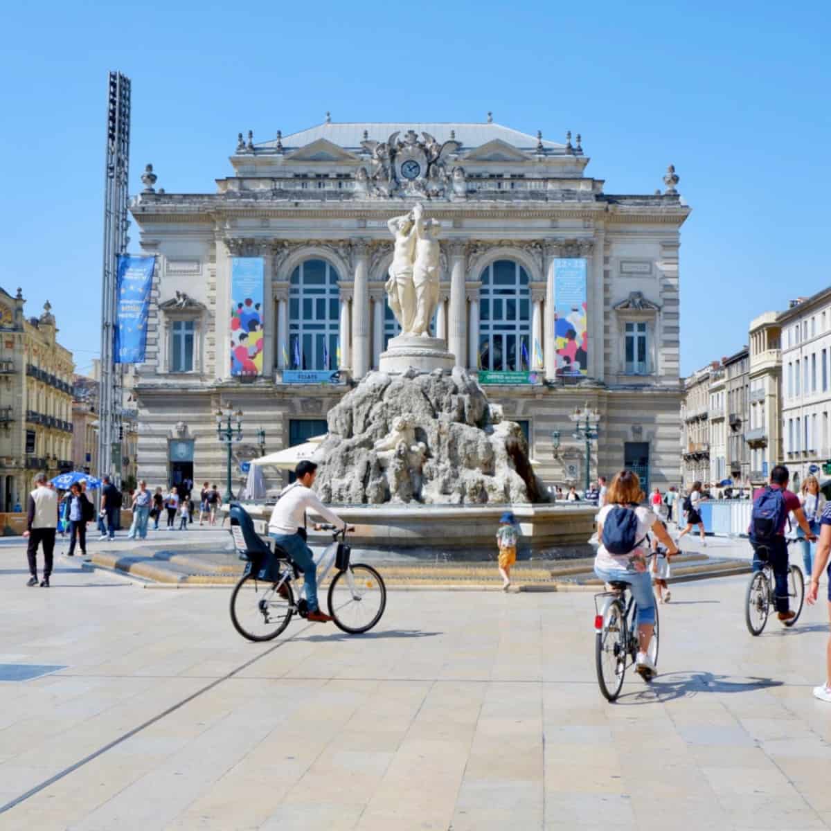 The historic Place de la Comedie in Montpellier France on a sunny day.