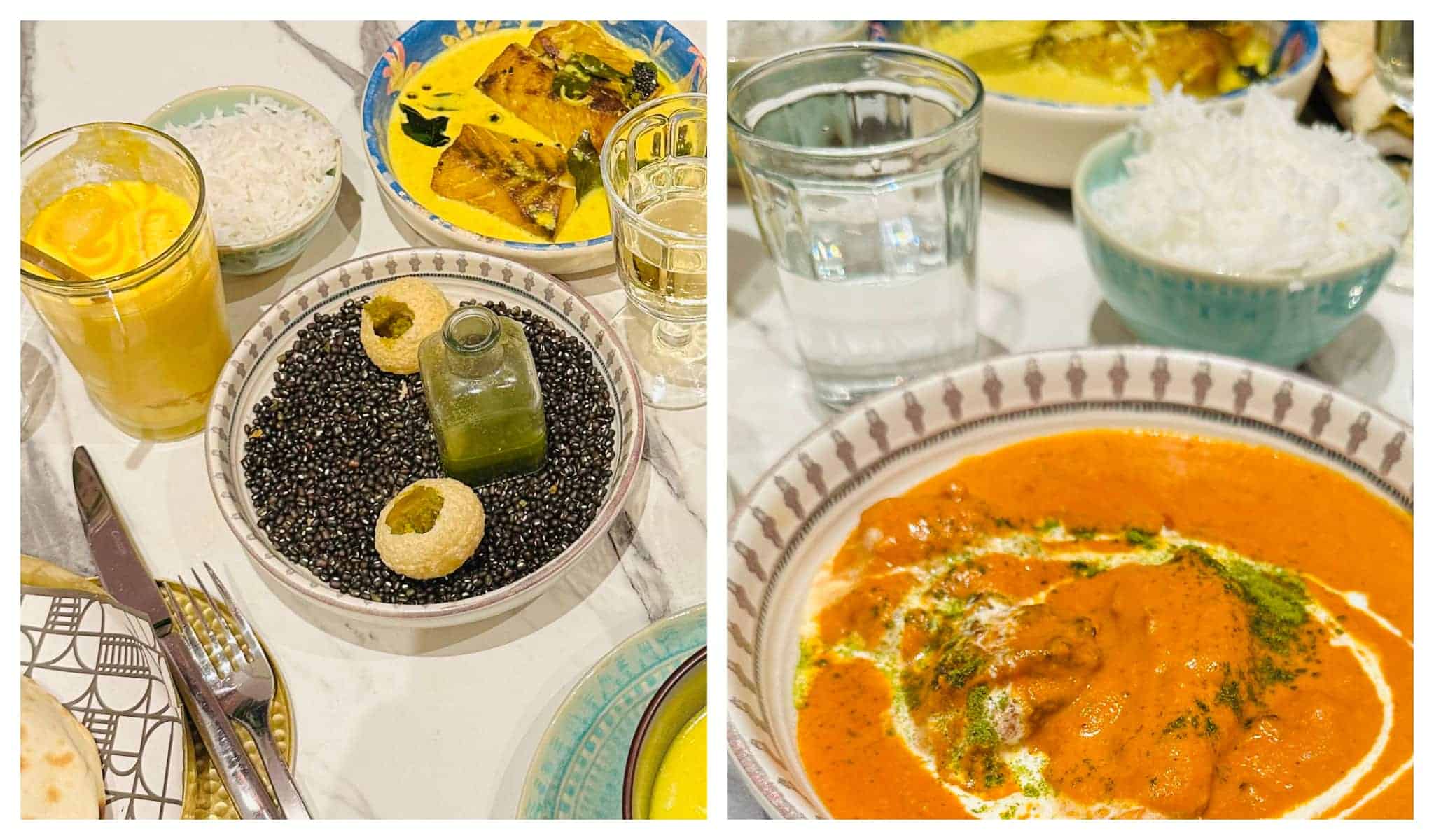 Plates of Indian food served at The Crossing by Jitin Joshi