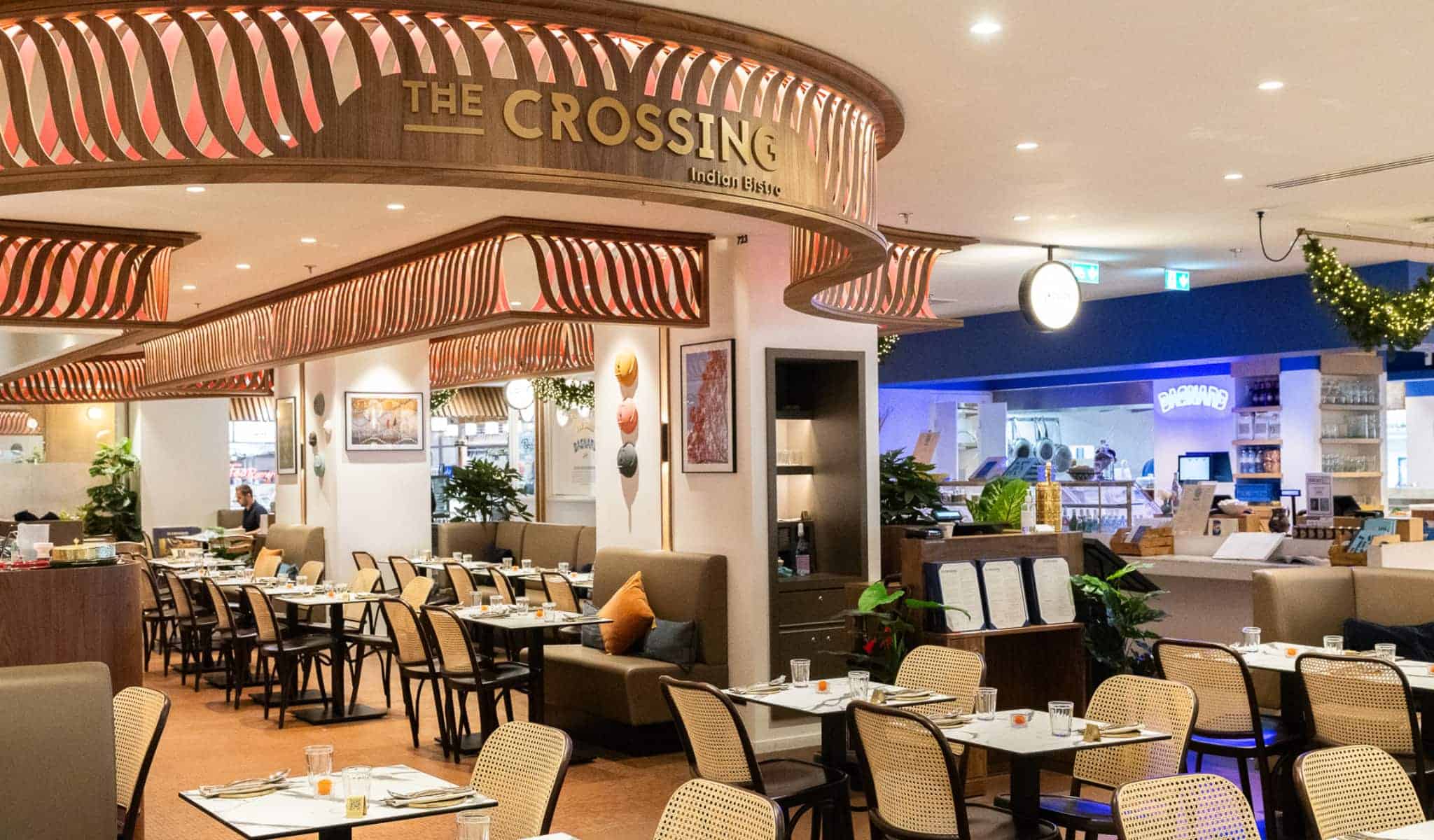 The interiors of the restaurant The Crossing by Jitin Joshi at Galeries Lafayette