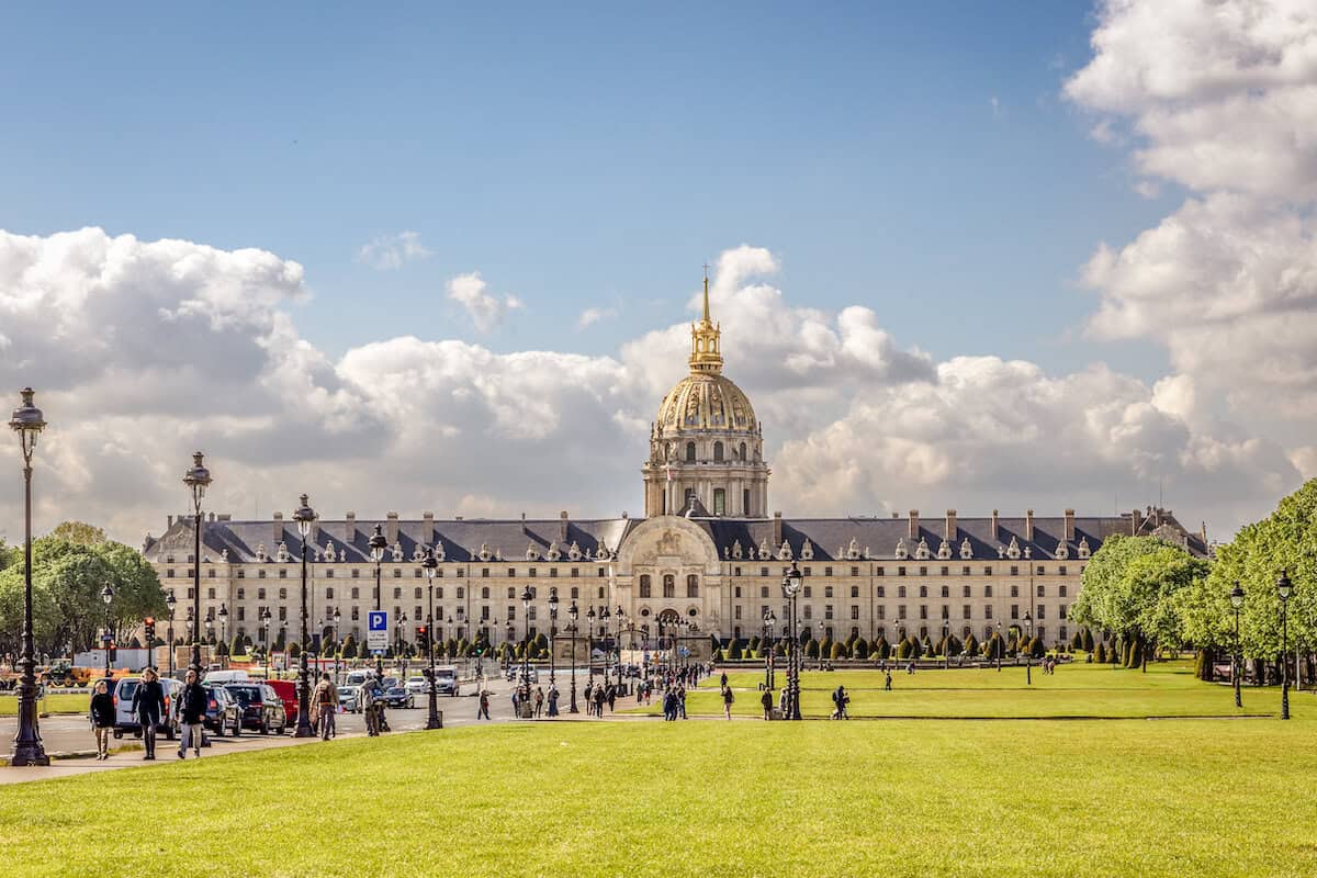 Les Invalides on a partly cloudy day. 