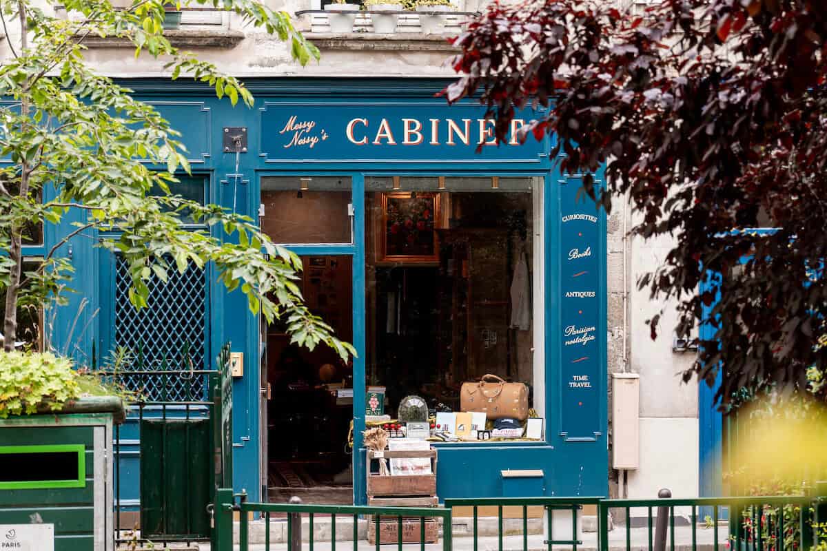 The exterior of Messy Nessy's Paris shop in the historic 5th arrondissement.
