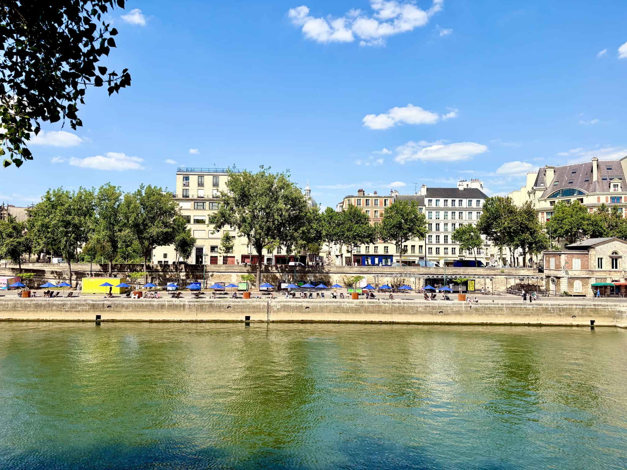 View of Paris Plages on the right bank from across the Seine.